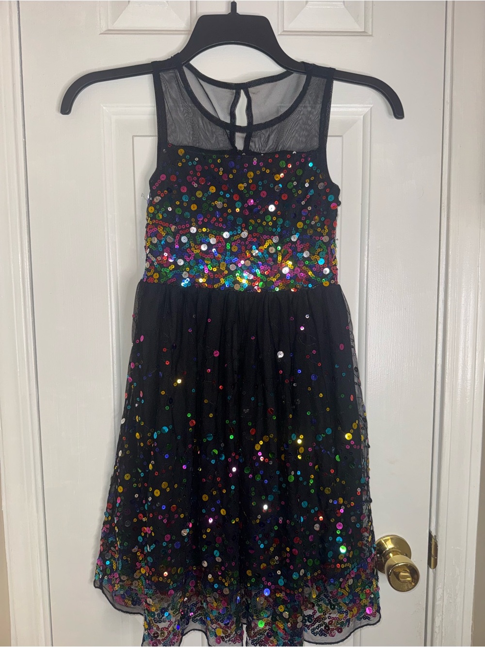Speechless Black Tulle Party Dress with Multicolor Sequins